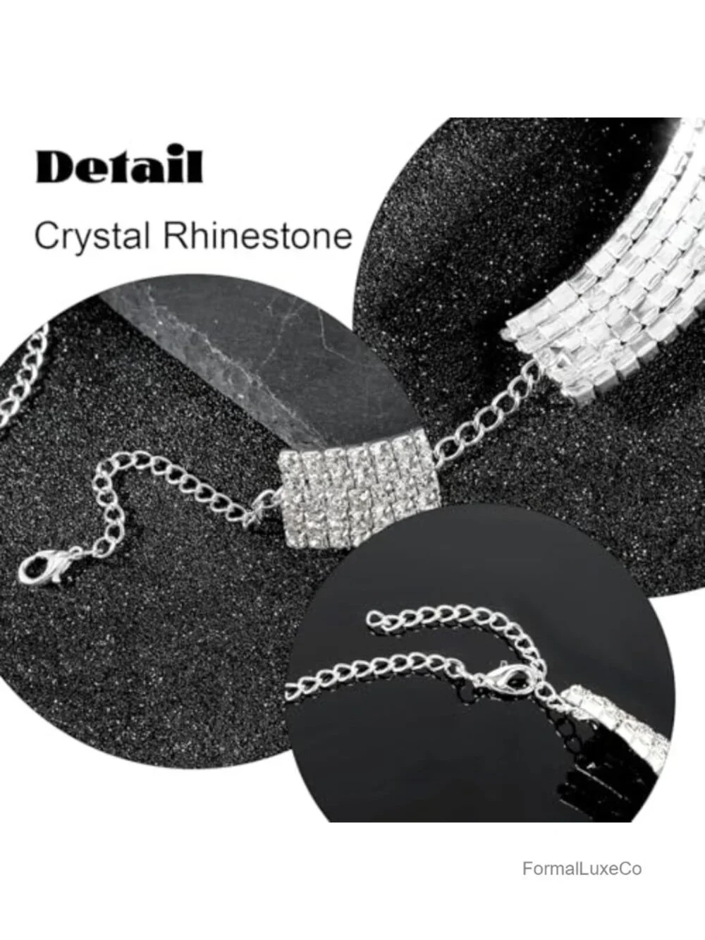 Rhinestone Choker Necklace & Earring Set, Sparkly Diamond Choker, Adjustable